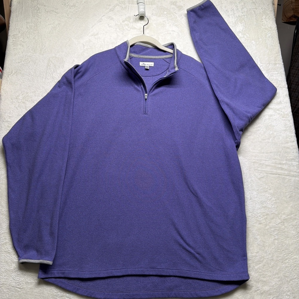 Peter Millar 1/4‎ Zip Pullover Mens XXL Purple Performance Golf Lightweight Top